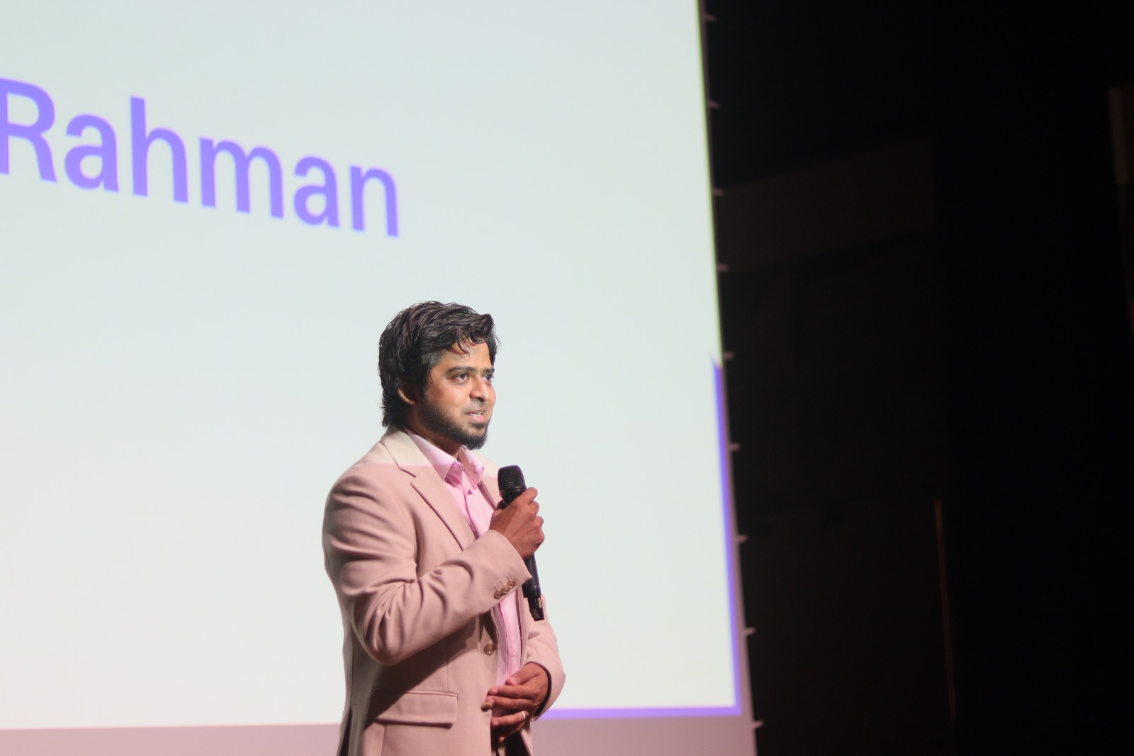 Mohammad Obidur Rahman speaking at an international event